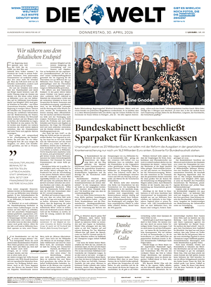 Prima pagina Die Welt di oggi - Quotidiano estero