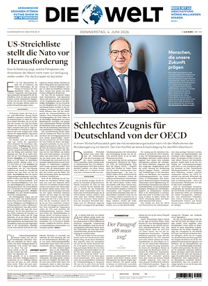 Prima pagina Die Welt di oggi - Quotidiano estero