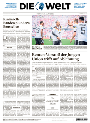 Prima pagina Die Welt di oggi - Quotidiano estero