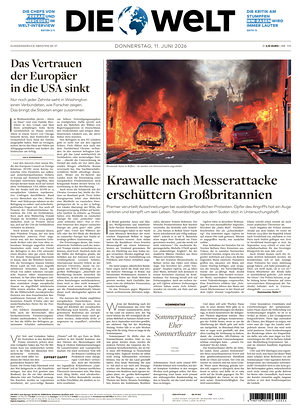 Prima pagina Die Welt di oggi - Quotidiano estero