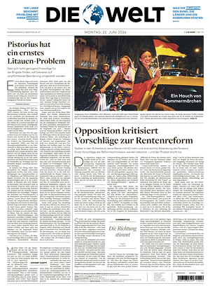 Prima pagina Die Welt di oggi - Quotidiano estero