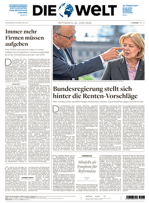 Prima pagina Die Welt di oggi - Quotidiano estero