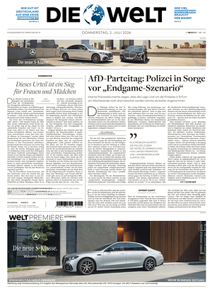 Prima pagina Die Welt di oggi - Quotidiano estero