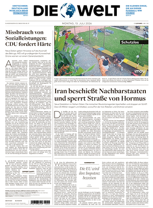 Prima pagina Die Welt di oggi - Quotidiano estero