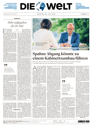 Prima pagina Die Welt di oggi - Quotidiano estero