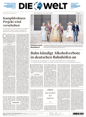 Prima pagina Die Welt di oggi - Quotidiano estero