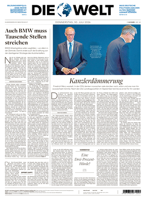 Prima pagina Die Welt di oggi - Quotidiano estero