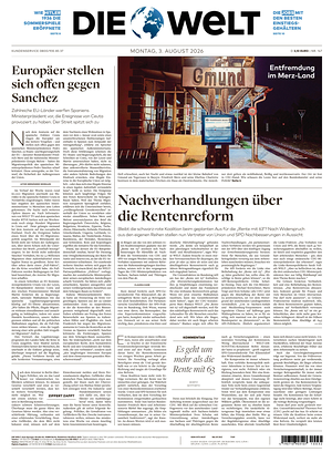 Prima pagina Die Welt di oggi - Quotidiano estero