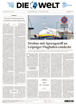 Prima pagina Die Welt di oggi - Quotidiano estero