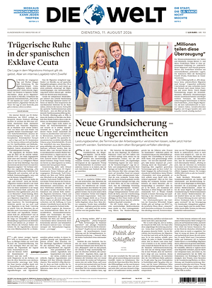 Prima pagina Die Welt di oggi - Quotidiano estero