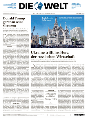 Prima pagina Die Welt di oggi - Quotidiano estero