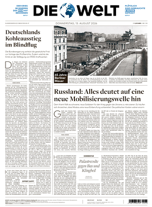 Prima pagina Die Welt di oggi - Quotidiano estero