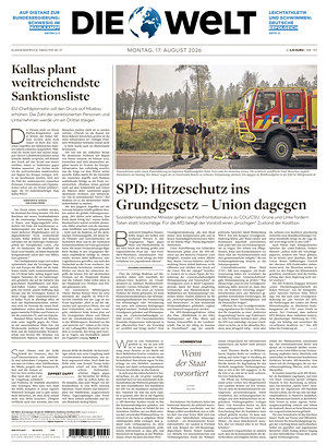 Prima pagina Die Welt di oggi - Quotidiano estero