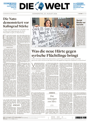 Prima pagina Die Welt di oggi - Quotidiano estero