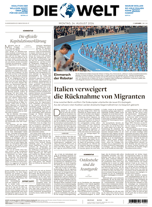 Prima pagina Die Welt di oggi - Quotidiano estero