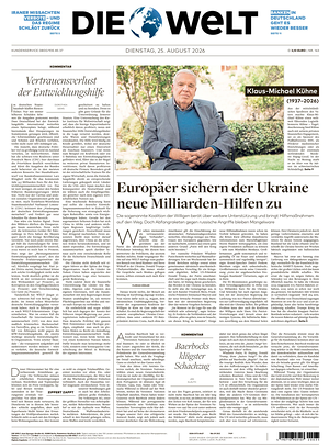 Prima pagina Die Welt di oggi - Quotidiano estero