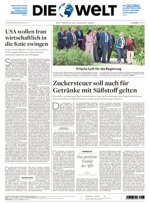 Prima pagina Die Welt di oggi - Quotidiano estero