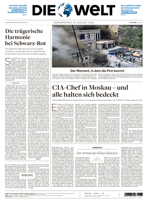 Prima pagina Die Welt di oggi - Quotidiano estero