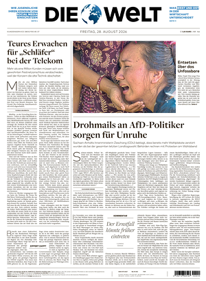 Prima pagina Die Welt di oggi - Quotidiano estero