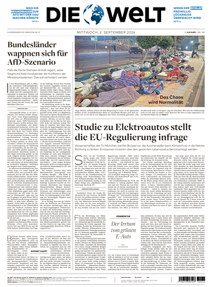 Prima pagina Die Welt di oggi - Quotidiano estero