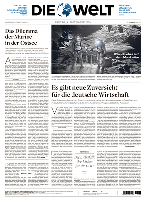 Prima pagina Die Welt di oggi - Quotidiano estero
