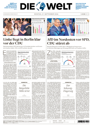 Prima pagina Die Welt di oggi - Quotidiano estero