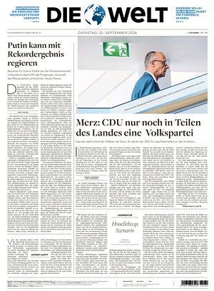 Prima pagina Die Welt di oggi - Quotidiano estero