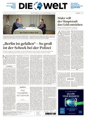 Prima pagina Die Welt di oggi - Quotidiano estero