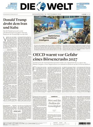 Prima pagina Die Welt di oggi - Quotidiano estero