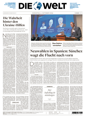 Prima pagina Die Welt di oggi - Quotidiano estero