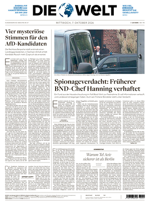 Prima pagina Die Welt di oggi - Quotidiano estero