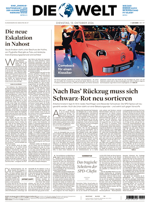 Prima pagina Die Welt di oggi - Quotidiano estero