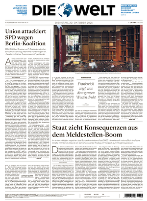 Prima pagina Die Welt di oggi - Quotidiano estero