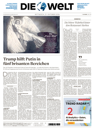Prima pagina Die Welt di oggi - Quotidiano estero
