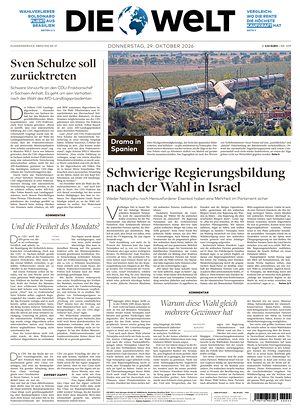Prima pagina Die Welt di oggi - Quotidiano estero