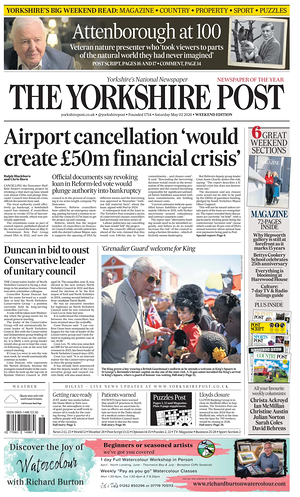 Today's Yorkshire Post front page - Regional newspaper